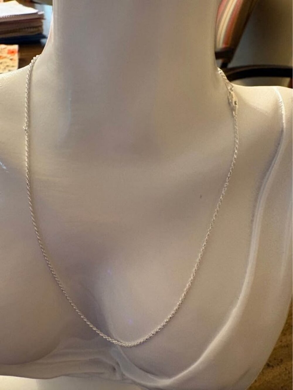 NEW 925 Sterling Silver Twisted Rope Chain Necklace 14” 1.1mm 1.8g Italy